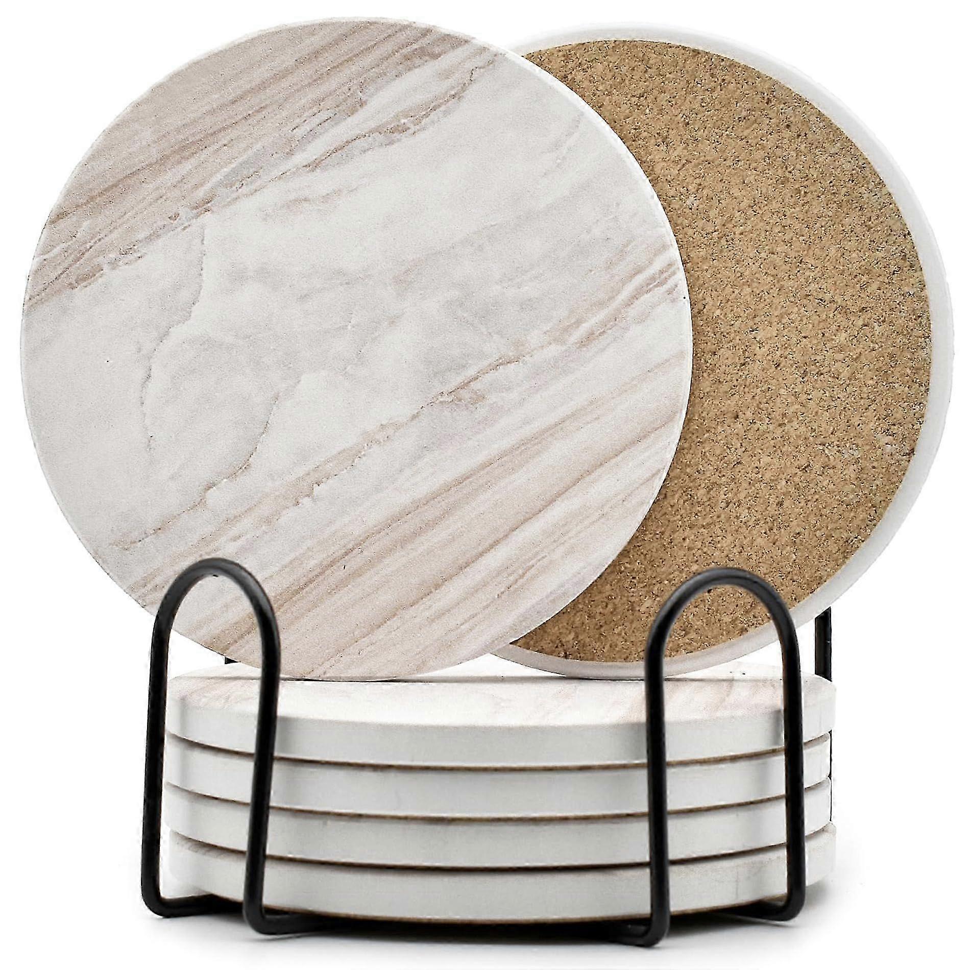 Marble Ceramic Coasters Set With Holder