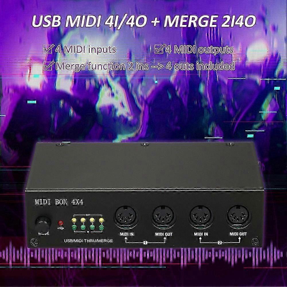 4x4 USB MIDI Interface with 64 Channels and 4 Inputs/Outputs