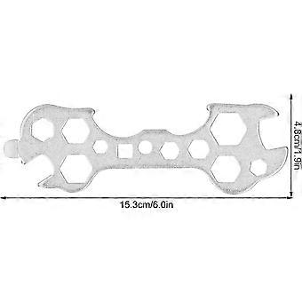 Porous Wrench, MultiFunctional Stainless Steel Wrench, Chain Tool compatible with Cycling WrenchBike Flat MultiFunctional Accessory Shop Tools