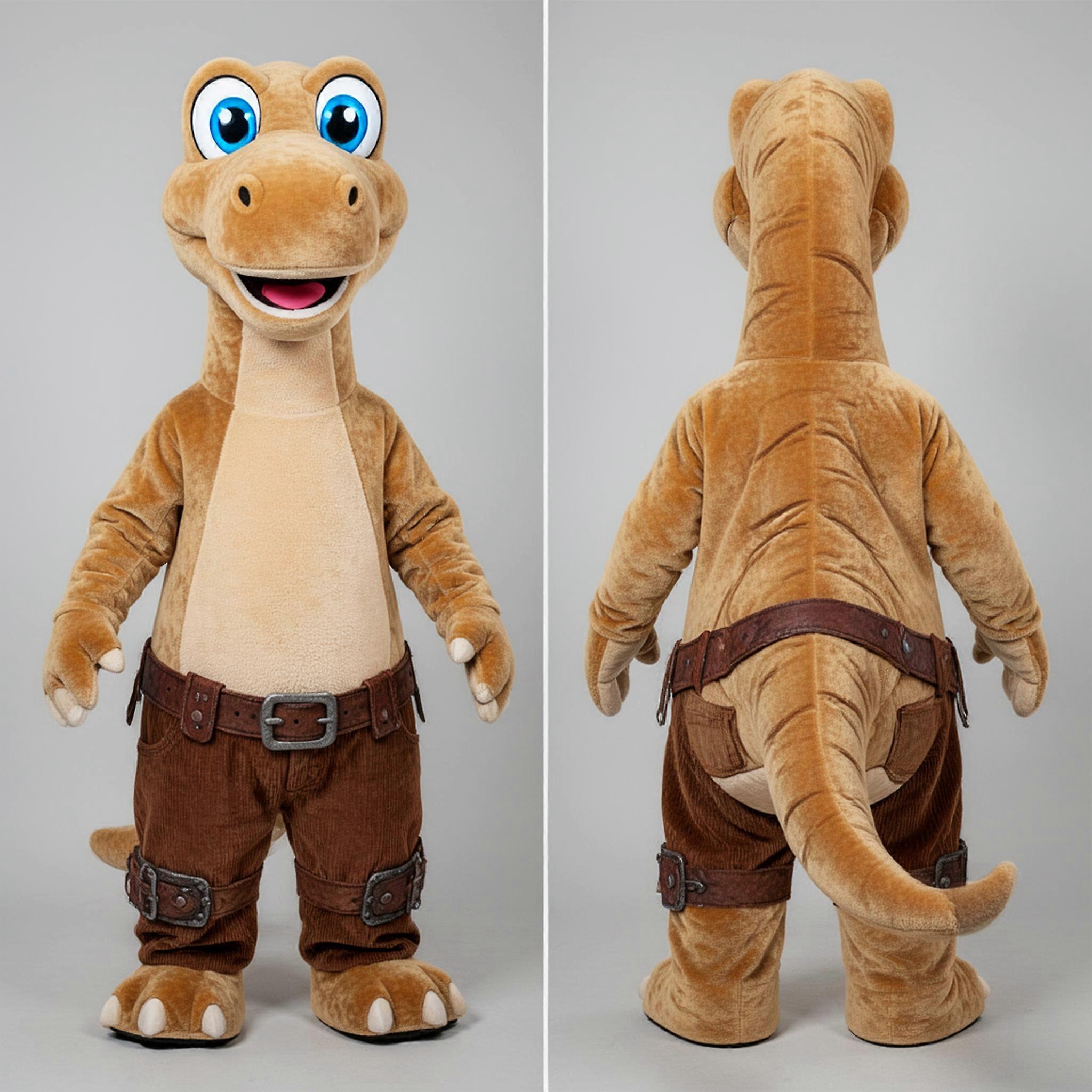 MASTICOT Tan Velvety Brachiosaurus Mascot