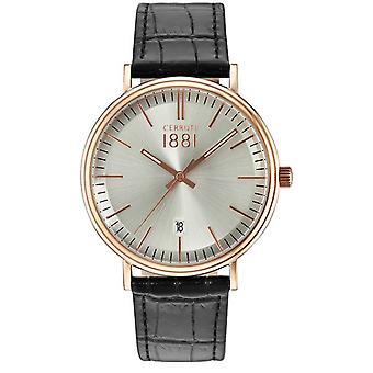 Cerruti Fabriano Quartz analoge man horloge met Cra111SR04BK Cowskin armband