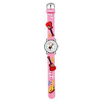 3D Guitar Watch for Kids Use with Stylish Guitar Pattern Pink Plastic