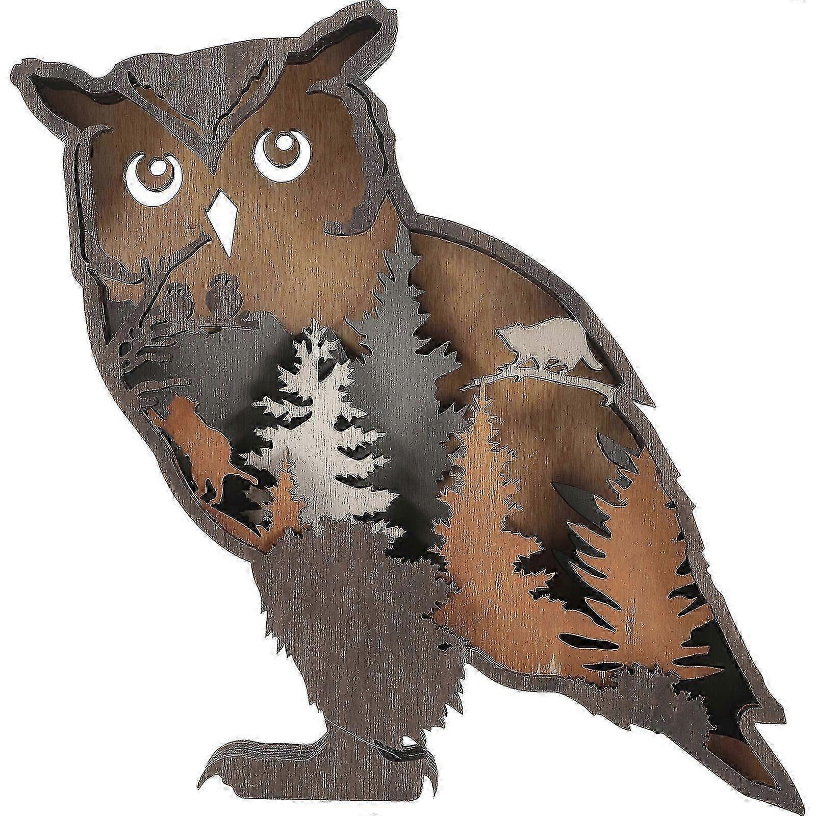 Log Owl Boxwood Wall Hook Decor
