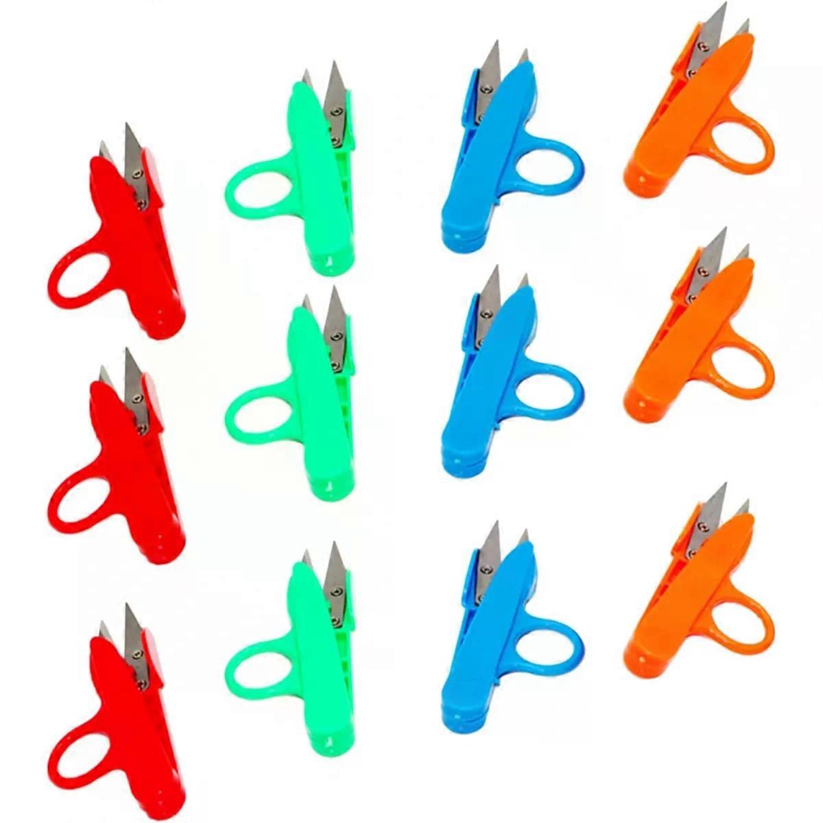 12pcs Spring Action Thread Snippers with Colorful Handles