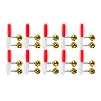Spring Grip Fishing Rod Signal Lamp, Fishing Float Light Sticks with Bells for Night Fishing, 10 Pack Fishing Glow Stick with Metal Hardware and