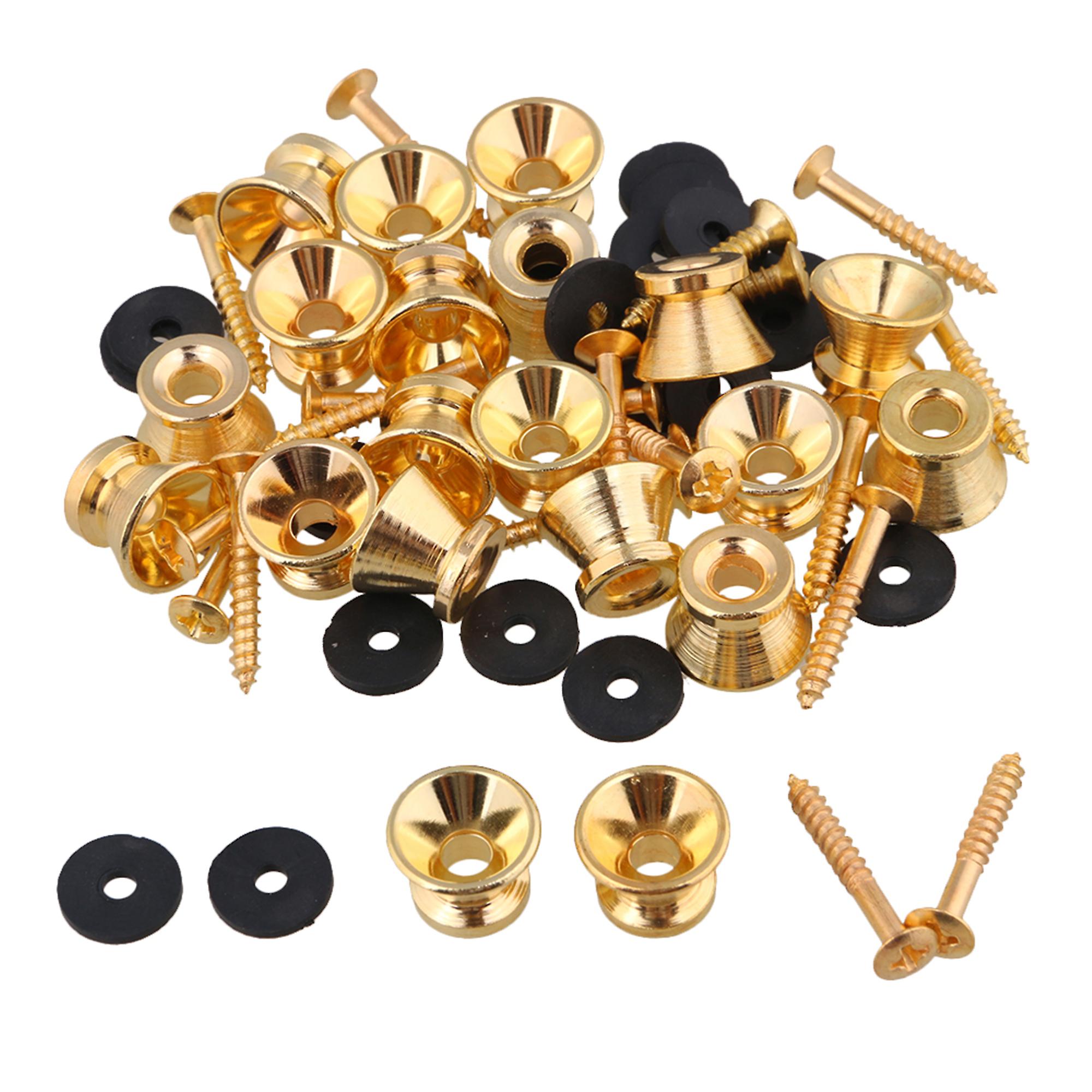 12.5mm Dia Gold Plating Guitar Strap Lock Pack of 20