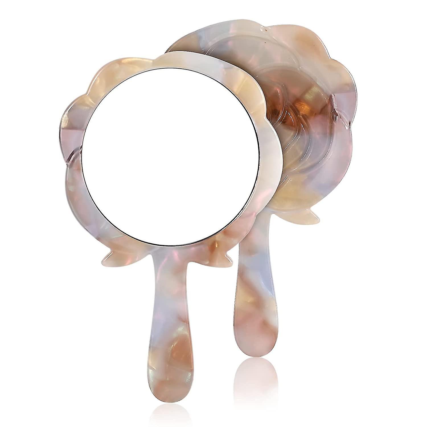 1pcs Round Rose Flower Mini Handheld Mirror