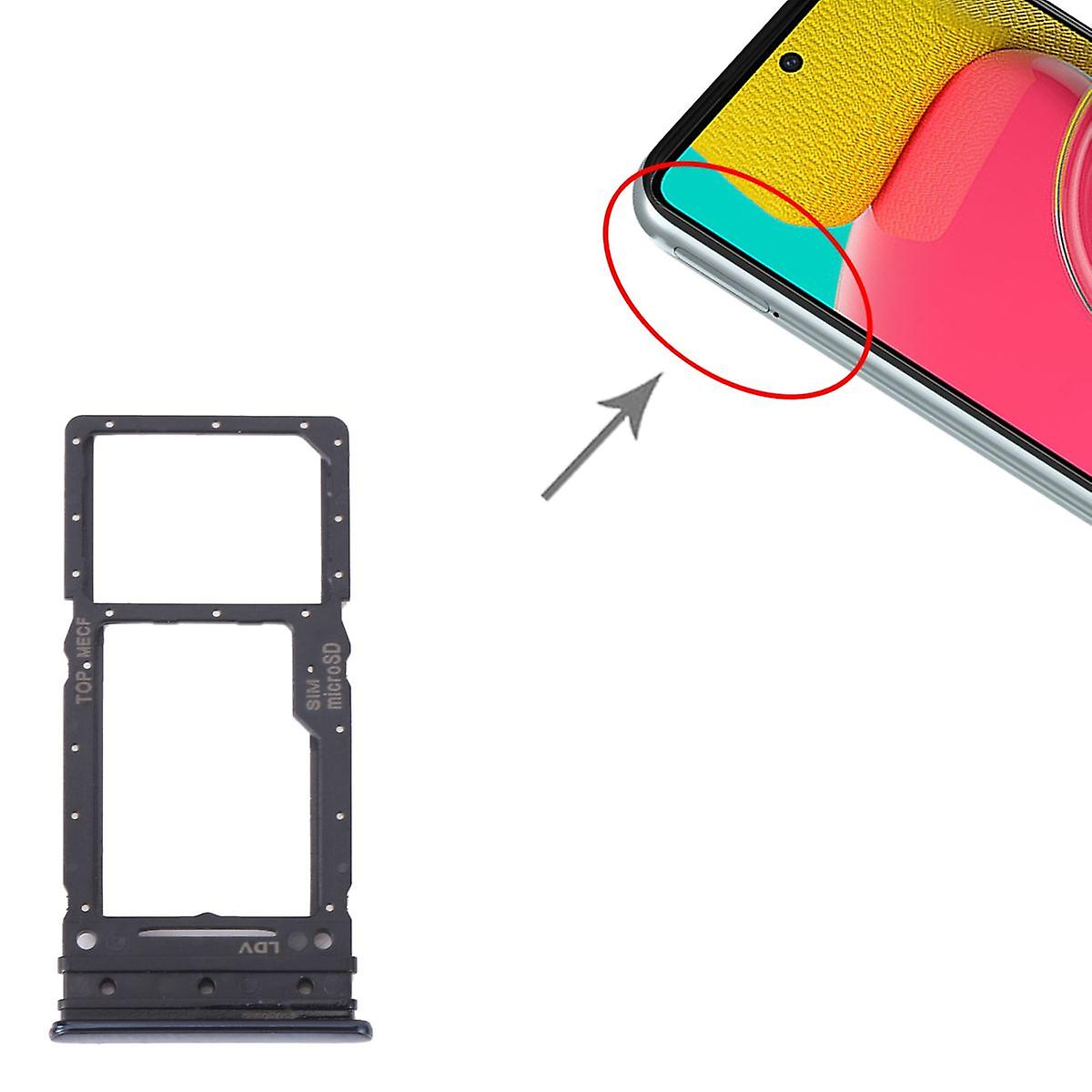Sim + Micro SD Card Holder Adapter for Samsung Galaxy M53 SM-M536B Part Black