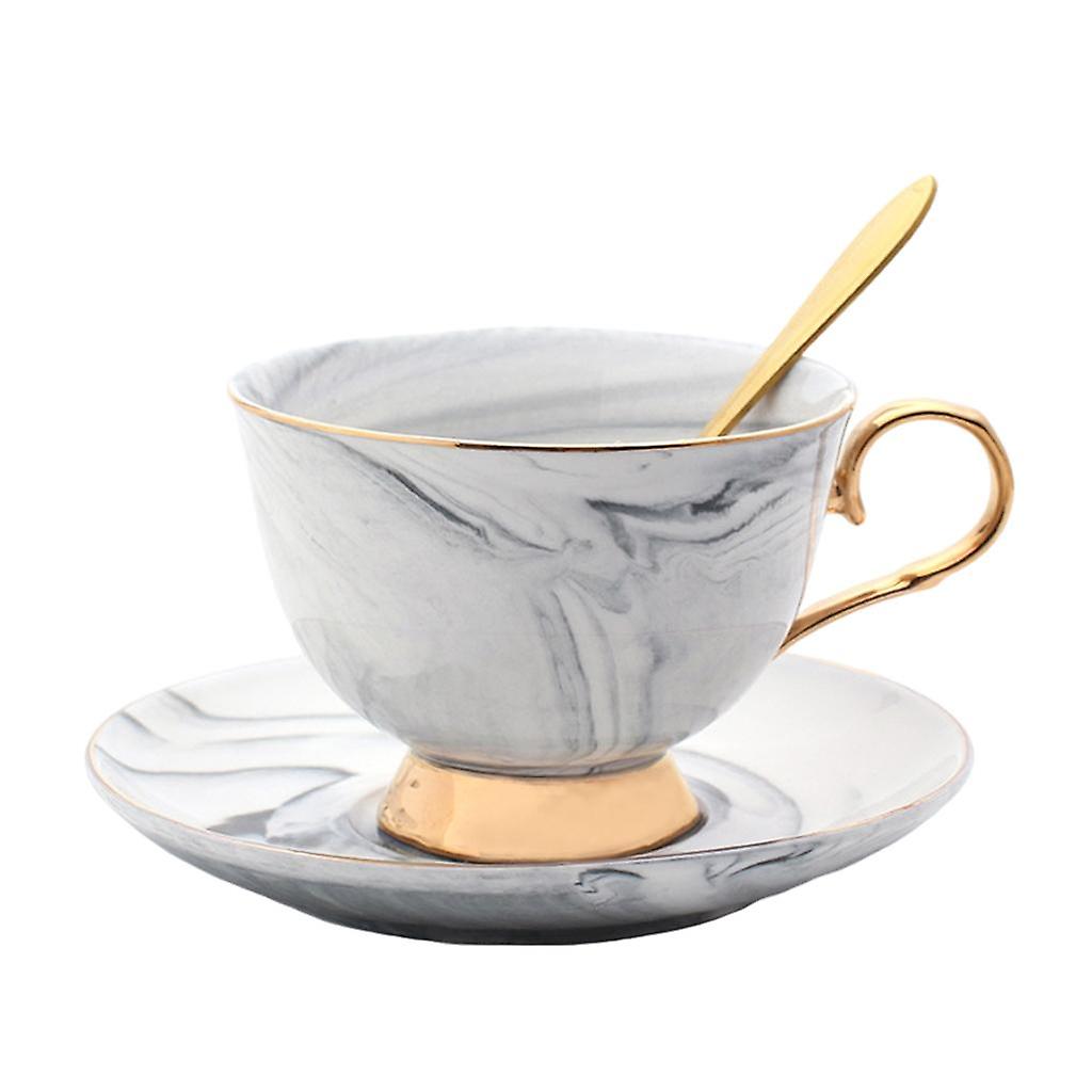 Smalto di colore tazza da caffè e piattino Set bevande da caffè tazza da tè Decor grigio