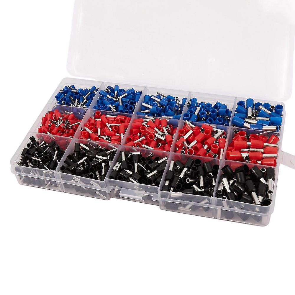1065pcs/set 3 Colors 22~12awg Wire Copper Crimp Connector Insulated Cord Pin End Terminal Bootlace