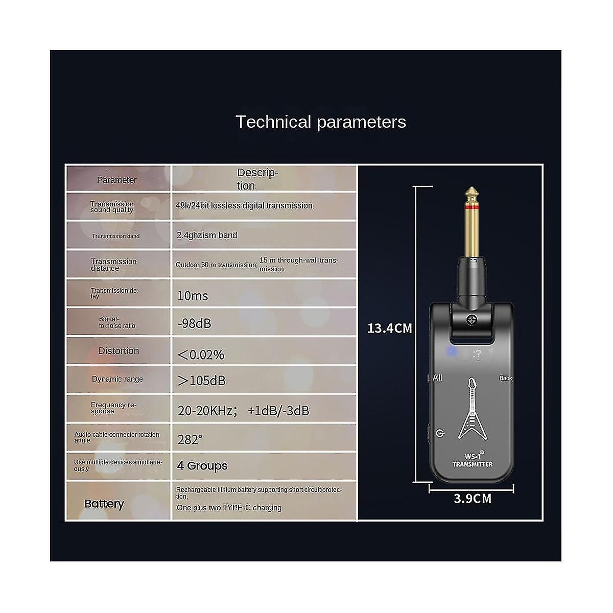 Wireless Guitar System 2.4g Rechargeable Lithium Battery Transmitter Receiver For Electric Guitar B