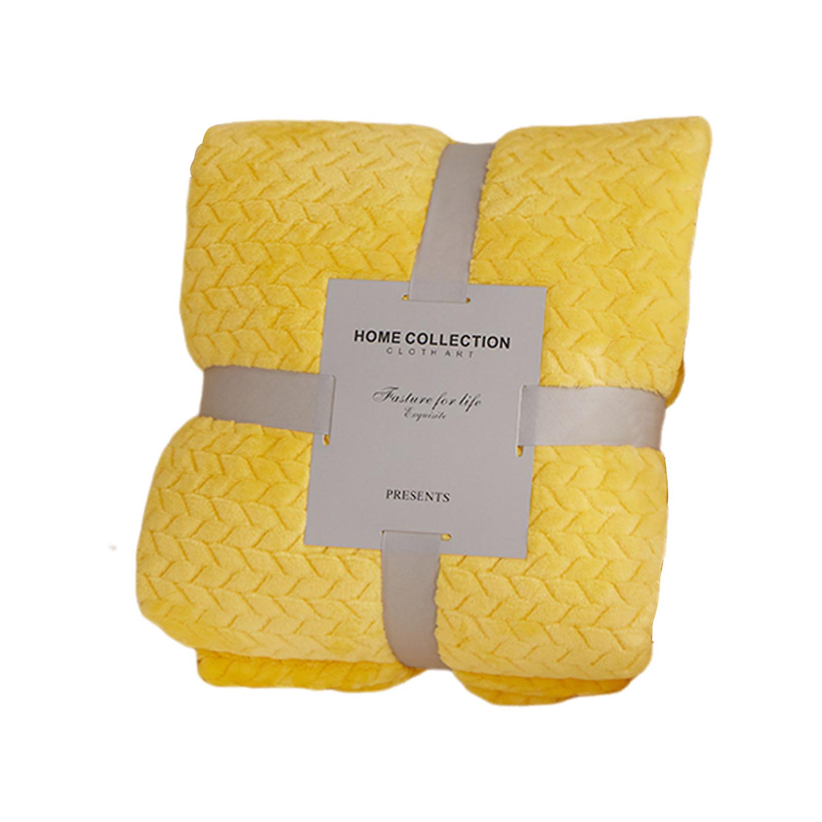 Pure-Color Wheat Ear Pattern Plush Blanket Super Soft Warm Fuzzy Plush Blankets for Couch Sofa Bed