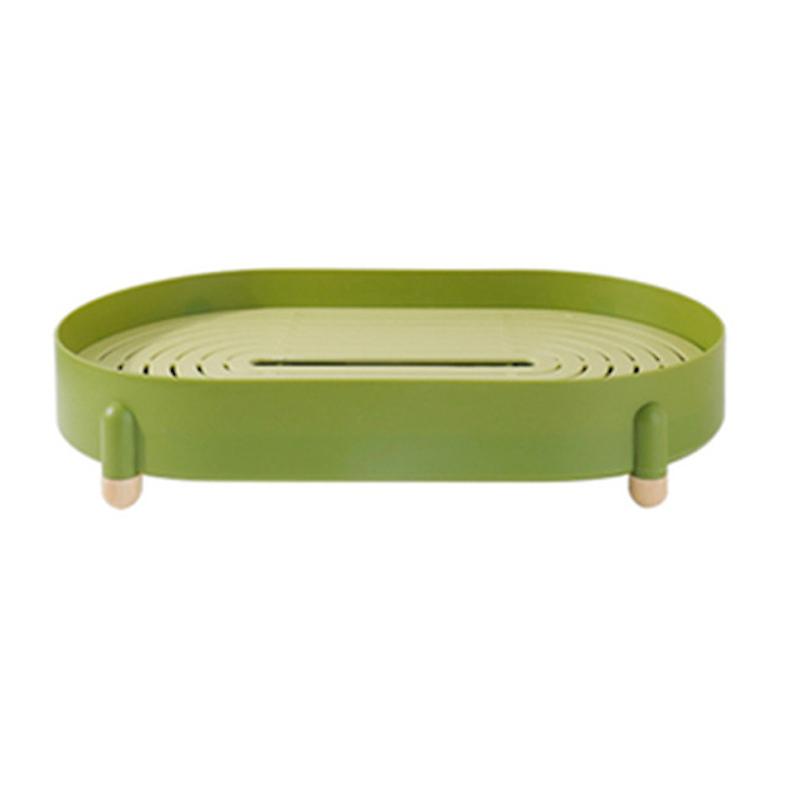 Green Detachable Double-Layer Tea Tray with Even Drainage