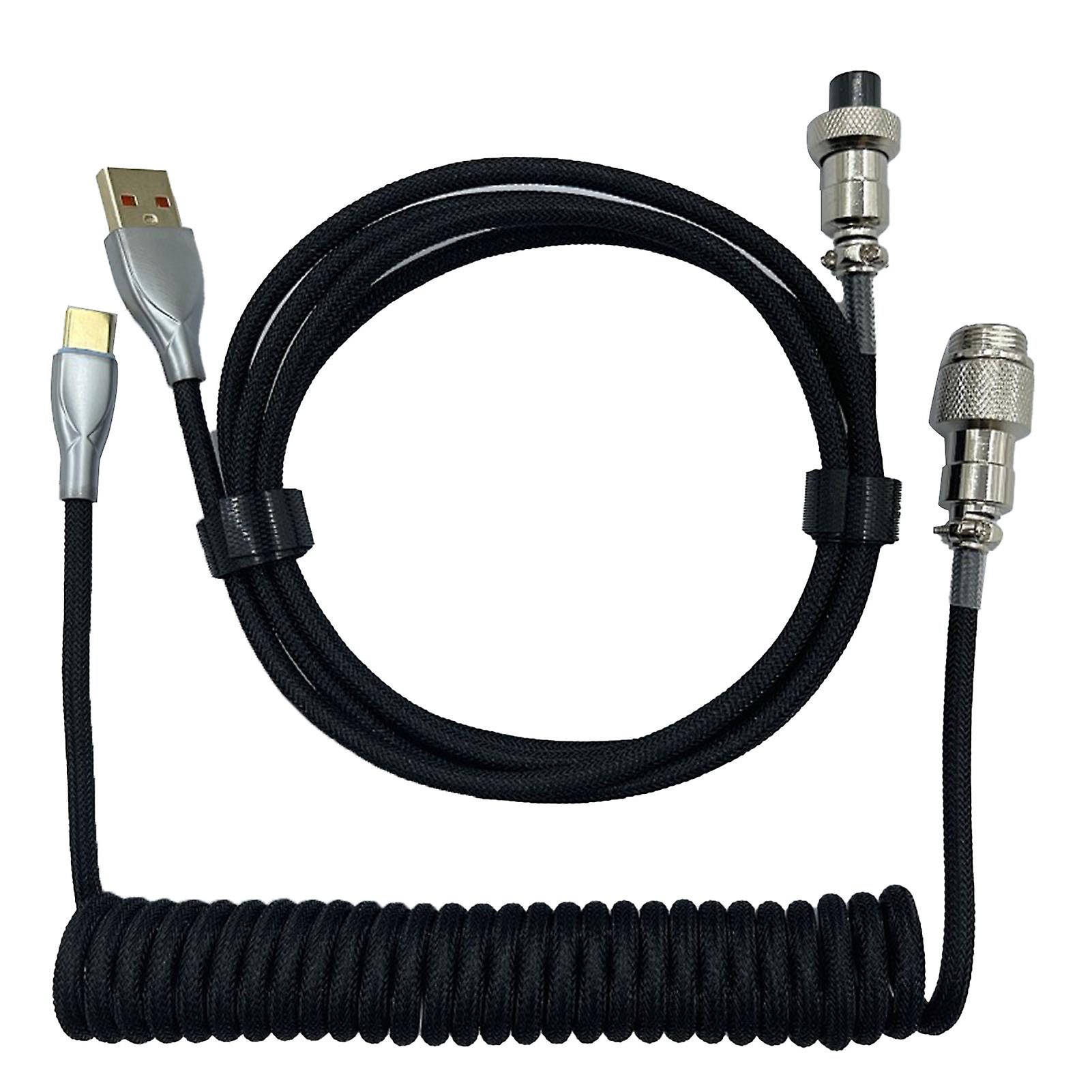 Professional Retractable and Sturdy Gaming Keyboard Cable, Coiled Cable for Mechanical Keyboard, Black