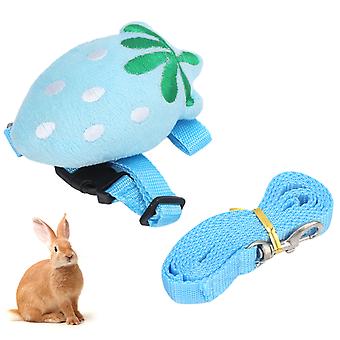Rabbit Small Pet Blue Strawberry Leash Harness Chest Back Set for Pet Pulling WalkingBlue Strawberry M