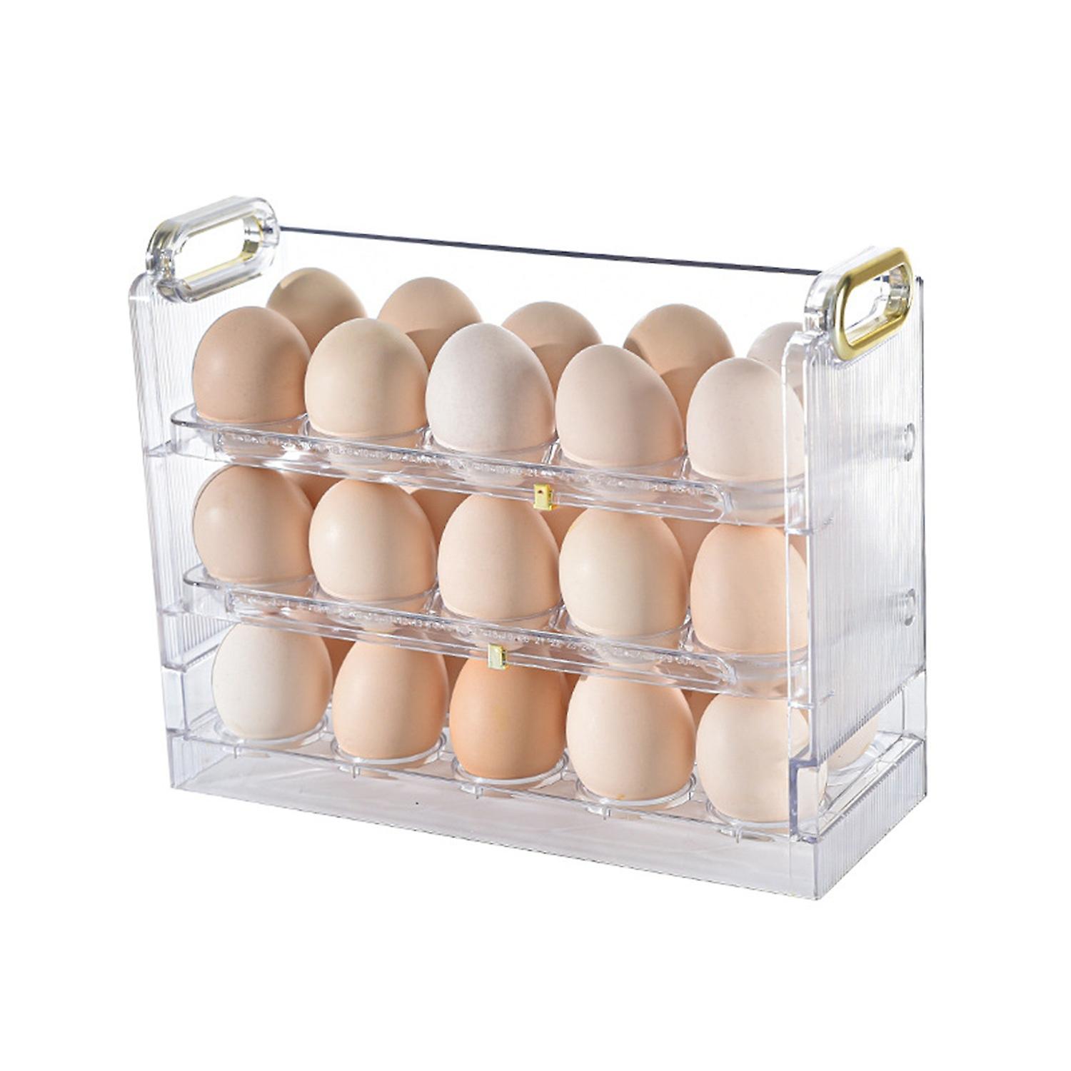 Egg Storage Rack Flip-Type Transparent Large Capacity 3 Layer Time Scale Egg Box Kitchen Accessories