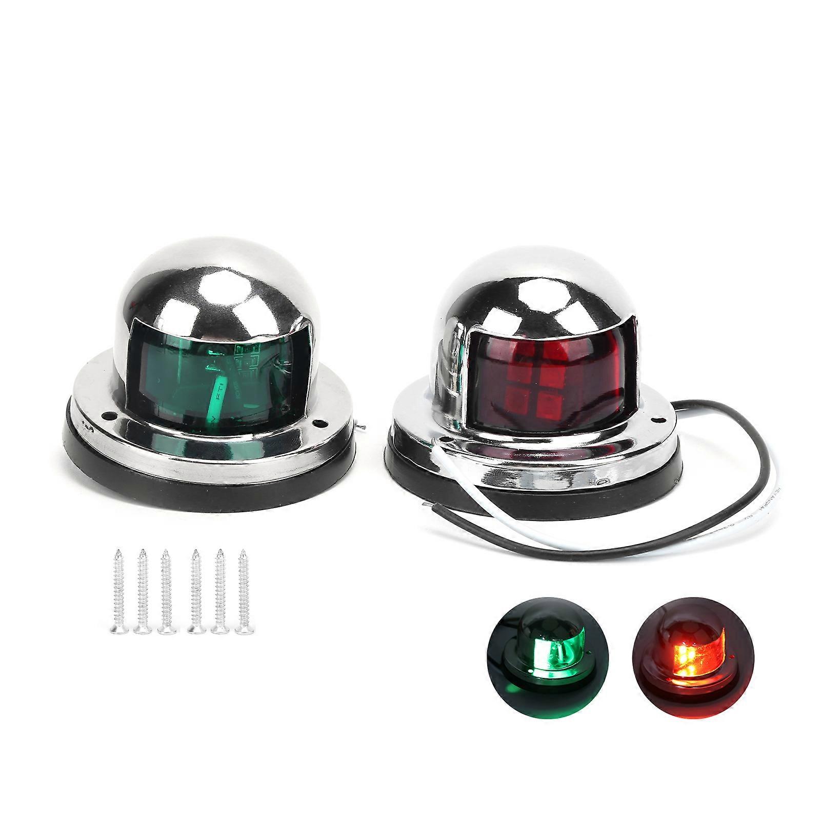 Feu de navigation pour bateau à 8 LED, feu de signalisation rouge/vert, en acier inoxydable, 1,6 W, 12 V