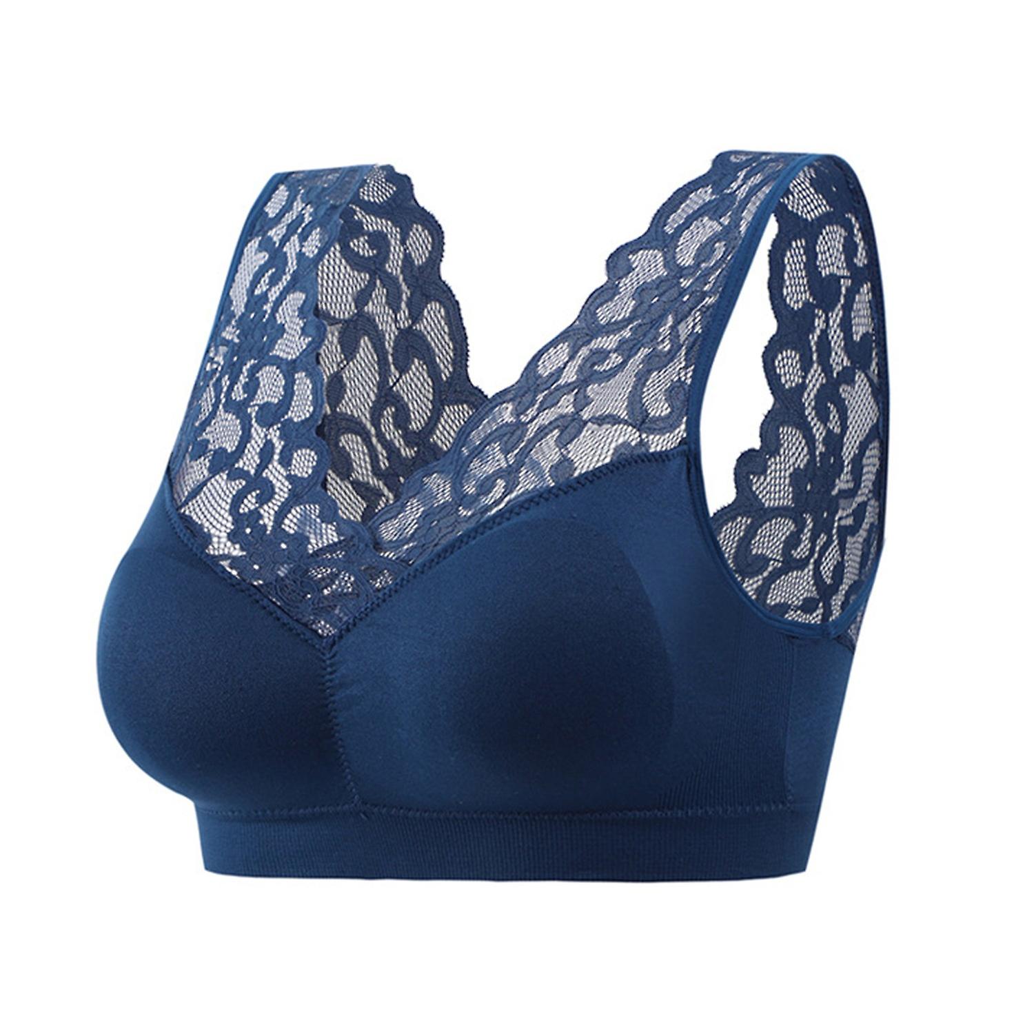 Lady Bra Wireless Lace See-through Hollow Out Push Up V Shape Back Padded Brassiere Female Garment