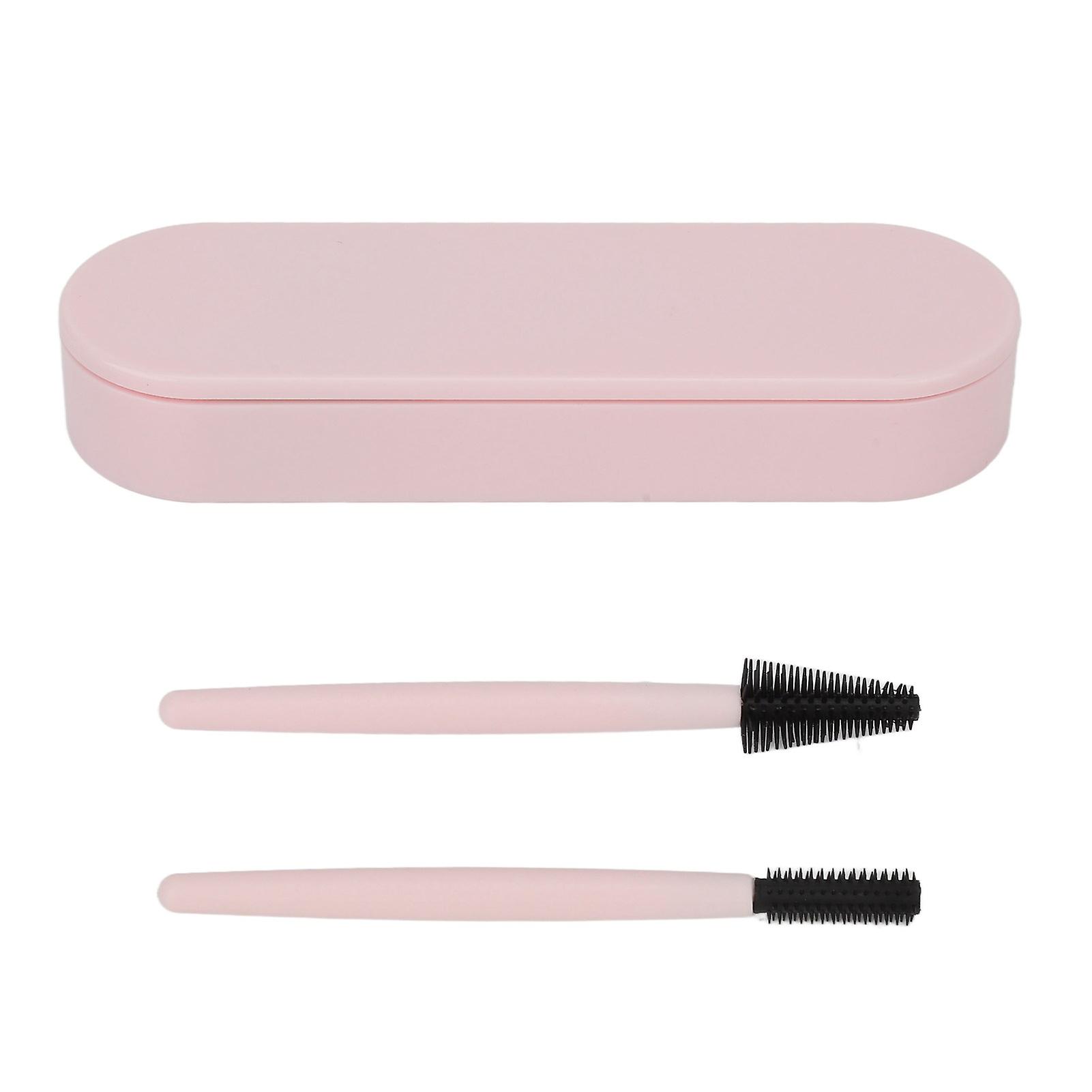 2pcs eyelash brush silicone eyebrow elastic portable reusable mascara wands for makeup light pink.