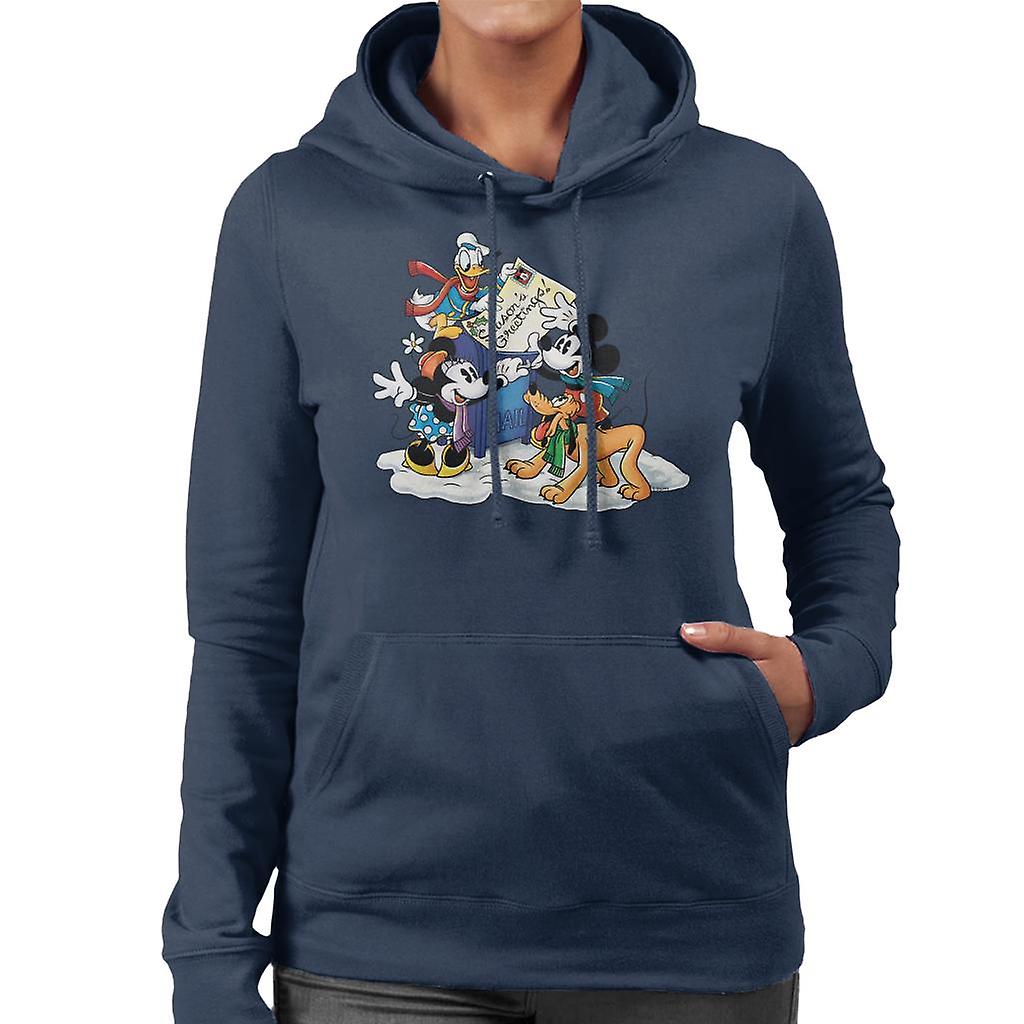 ディズニークリスマスミッキーマウスメーリングシーズンズグリーティングレディース&アポス;sフード付きスウェットシャツ