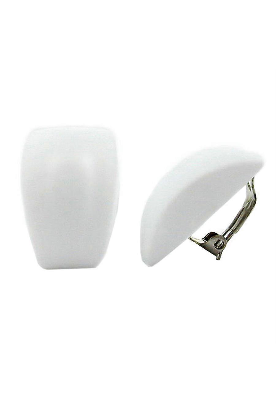 Clip-on Earring Trapezium White Matte - Gl06183