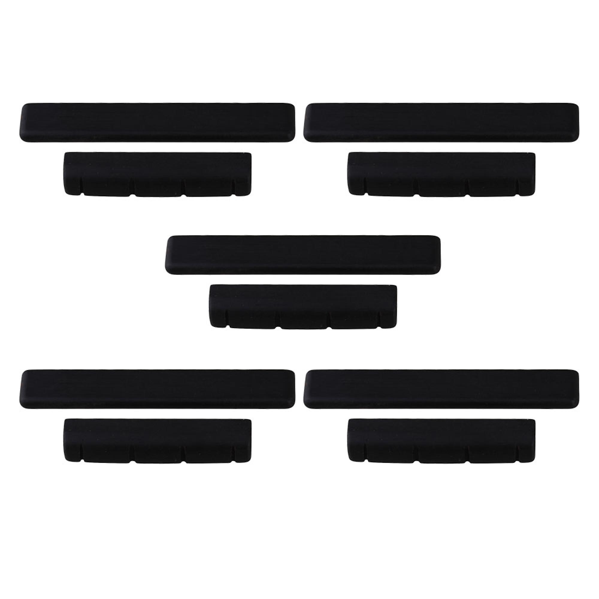 5 Pieces Ebony Saddle with Nut for 4 String Ukulele Guitar Black 35x5x7mm