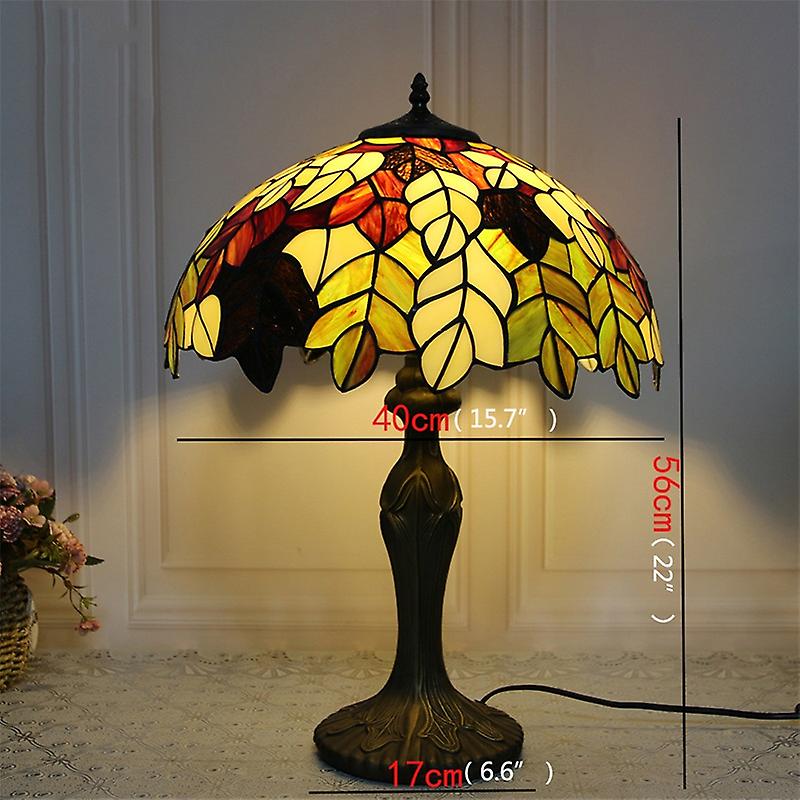 Redkid Tiffany Glass Table Lamp Led Creative Leaf Desk Light Fashion Decor For Home Living Room Bedr