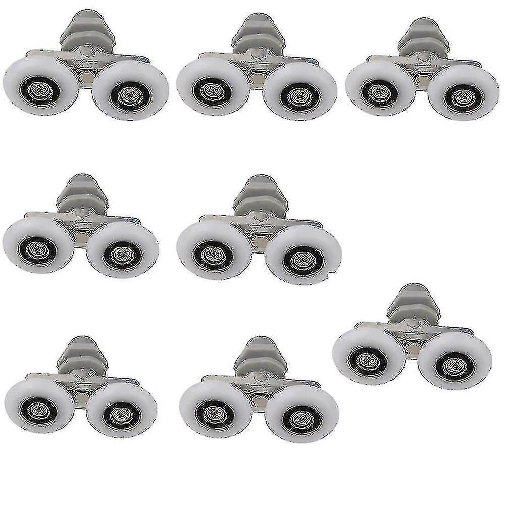 دش عجلات الباب، 8PCS مزدوجة التوأم أعلى / أسفل دش بكرات الباب / عدائين / بكرات / عجلات الحمام قطع غيار