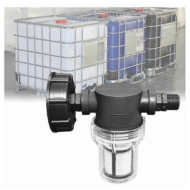 Faucet Connection 1000 L Tank, Garden U-Joint for Rainwater Collectors with Filter Function, S60x6 IBC Water Tank Adapter (1/2'' External Thread)