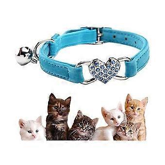 Cats Collar, Adjustable Soft Velvet Cat Collar with Bell, Cute Pet Supply, Suitable for Most Cats and Small Dogs (17cm-28cm blue)