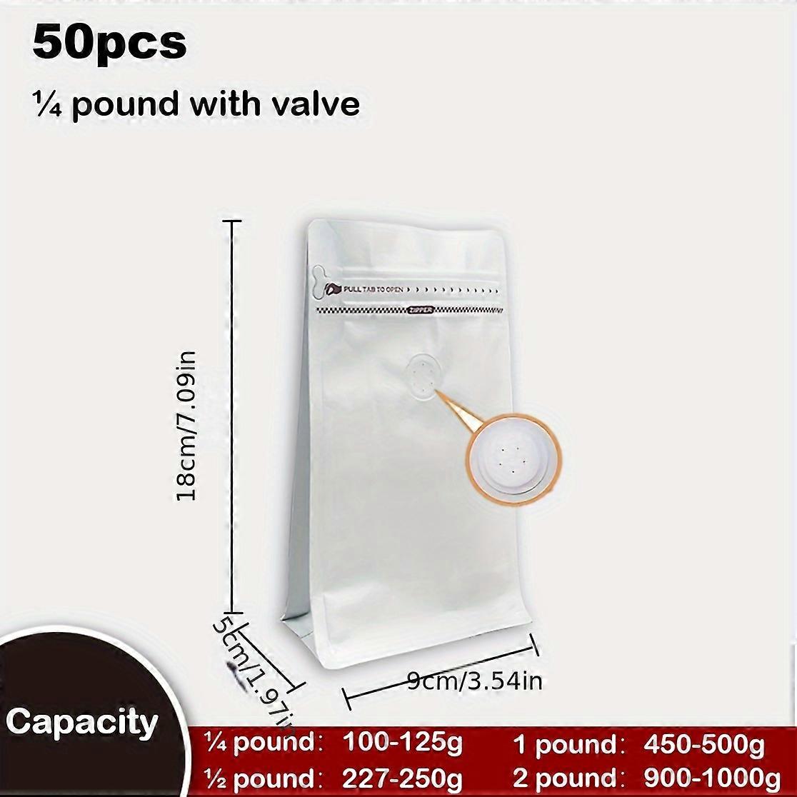 50-Pack Reusable Zip-Seal Storage Bags with One-Way Air Valve Ideal for Coffee, Tea, and Dry Goods, Perfect for Holidays