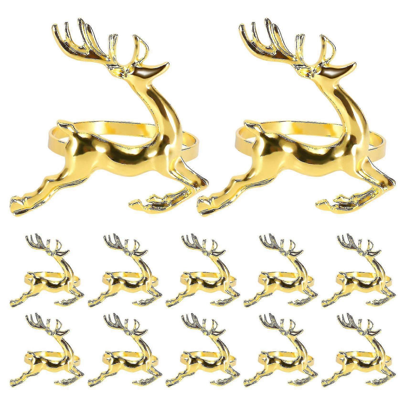 12pcs jul elg hjort serviett ringer legering serviett bord dekorasjon