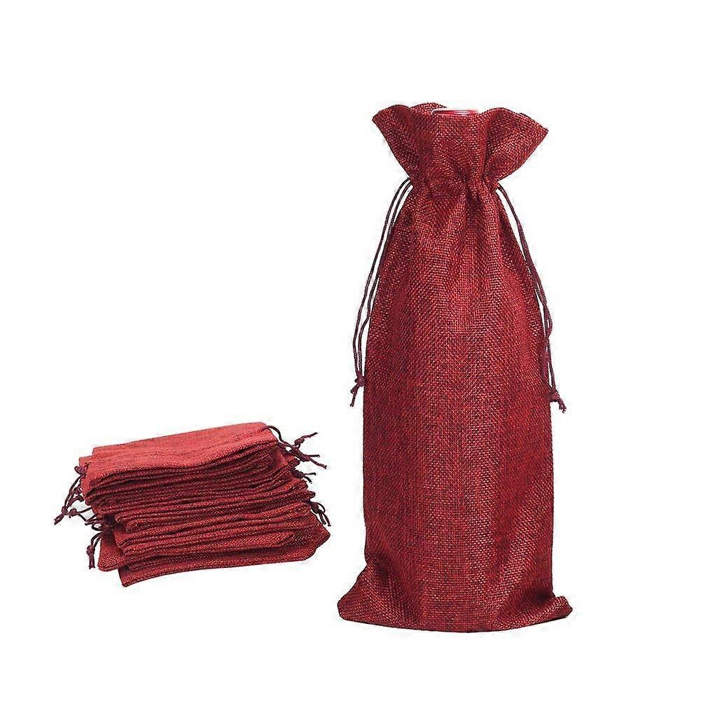 10pcs sacos de vinho de juta, 14 x 6 1/4 polegadas Hessian garrafa de vinho sacos de presente com sorteios