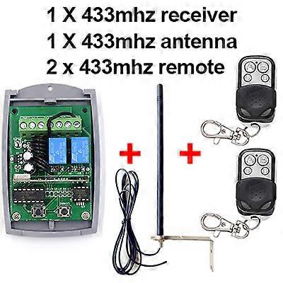 2 Channel Rolling & Fixed Code Receiver 43392MHz + 2 Remote Controls 433mhz 1527 Learning Code Transmitter+433 Antenna