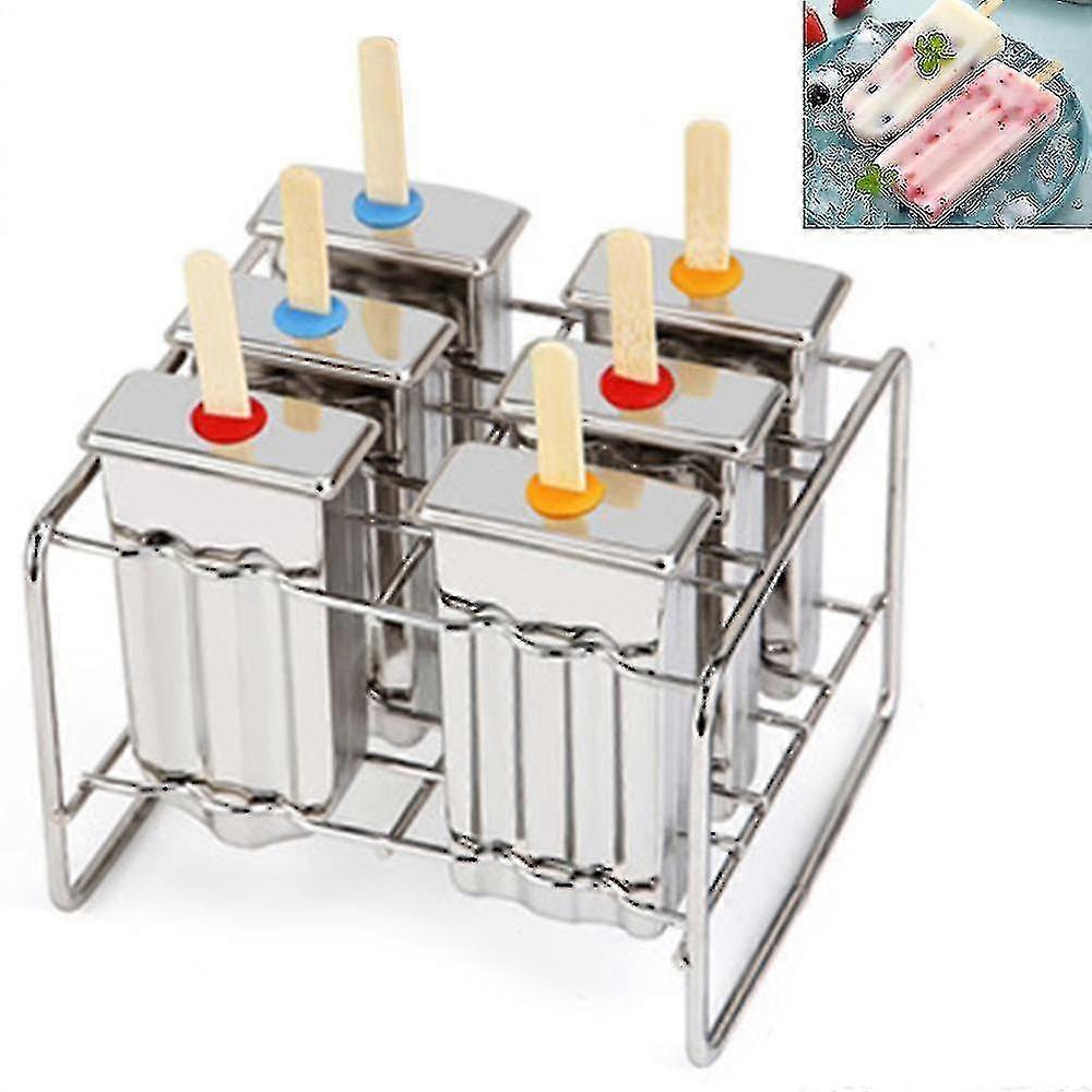 6 Gitter Edelstahl DIY Eiscremeform Eiswürfel