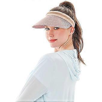 Women's Large Brim Beach Straw Golf Sun Hat Summer Hat, Lotus Pink
