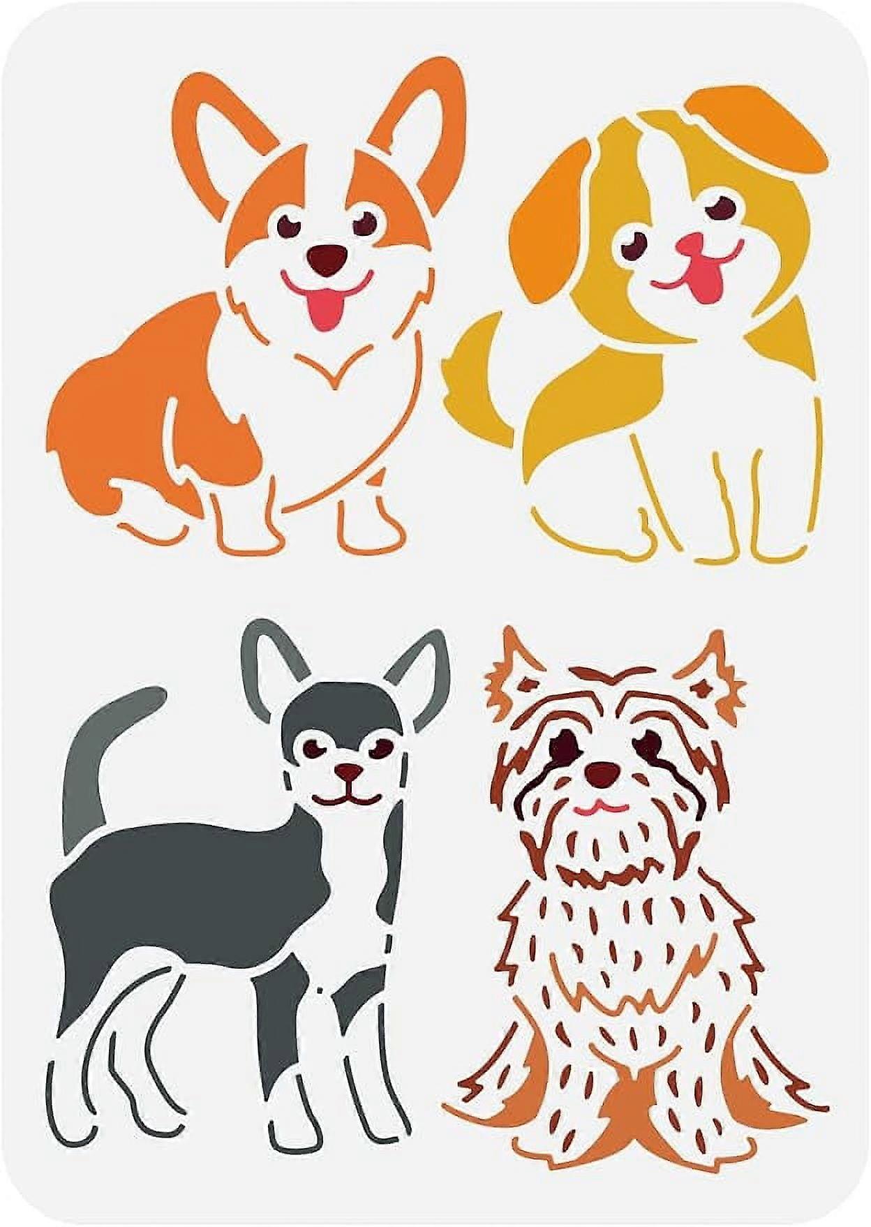 1Pc Dog Pattern Painting Stencil Drawing Template on Scrapbook Fabric Tiles Floor Furniture Wood 12x8inch