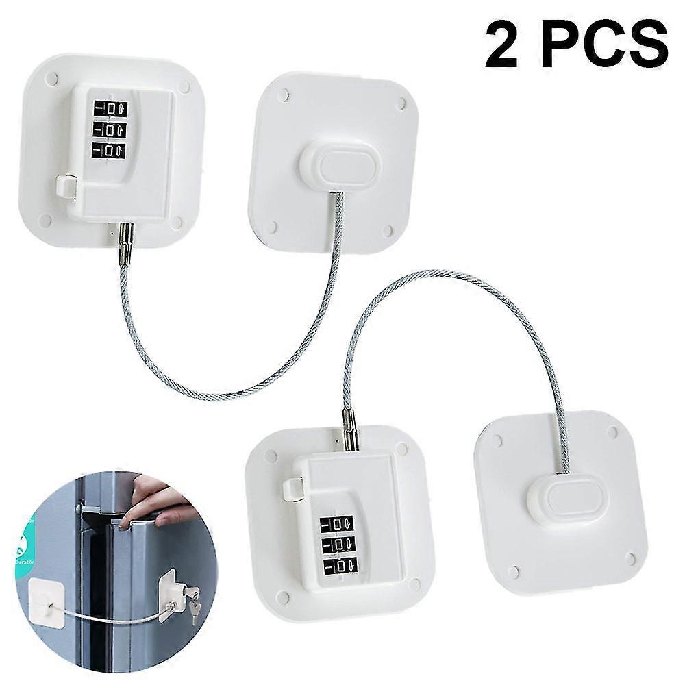 2 pack refrigerator lock - heavy duty combination fridge lock, child/baby proofing lock for cabinets, closets, drawers, window and more, easy install