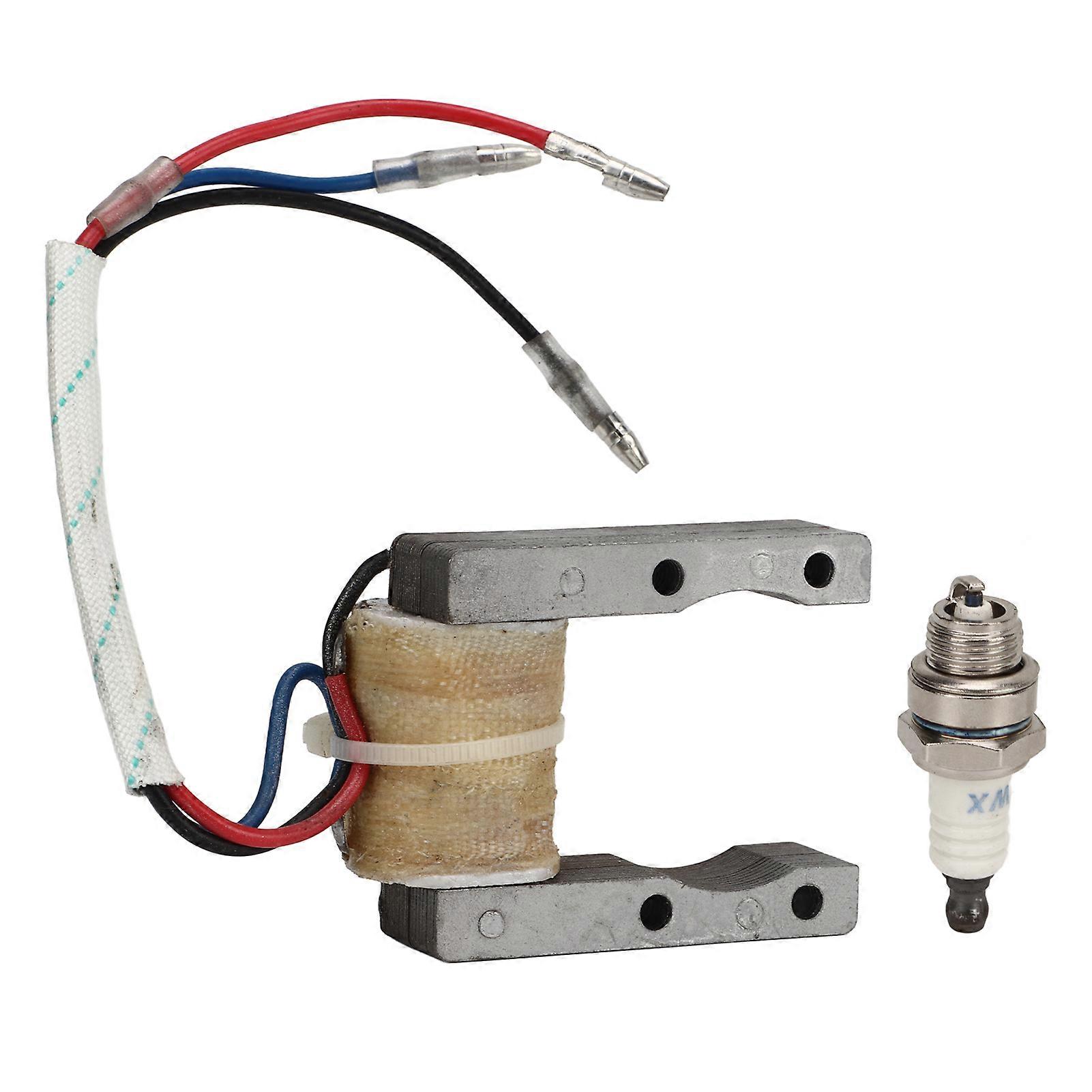 3 Wire Ignition Coil with Spark Plug 12V Replacement for 49cc 50cc 60cc 66cc 80cc 2 Stroke Engine Motorized Bicycle