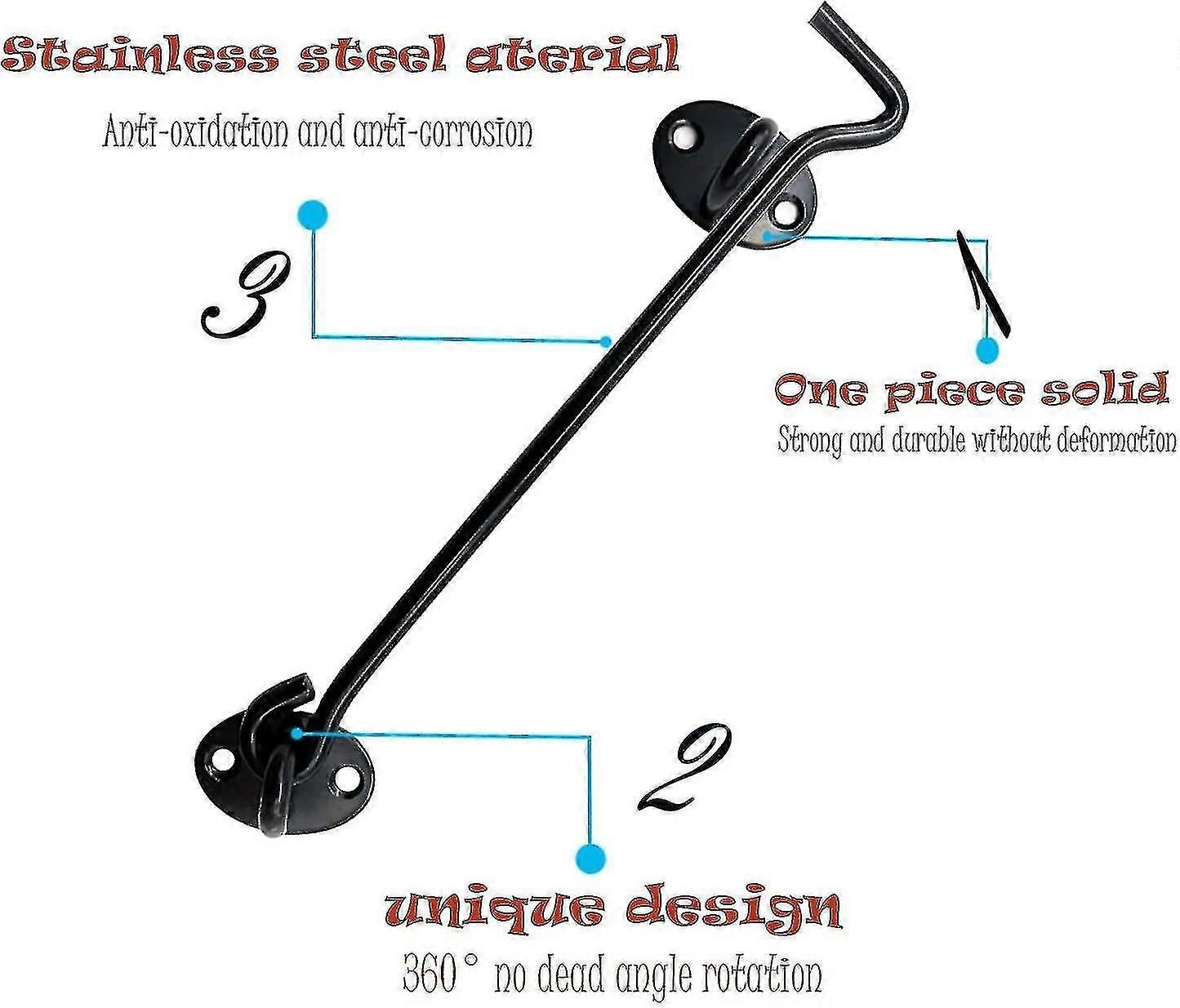 2 Pieces Stainless Steel Storm Hooks Cabin Hooks With Fixing Screws For ...