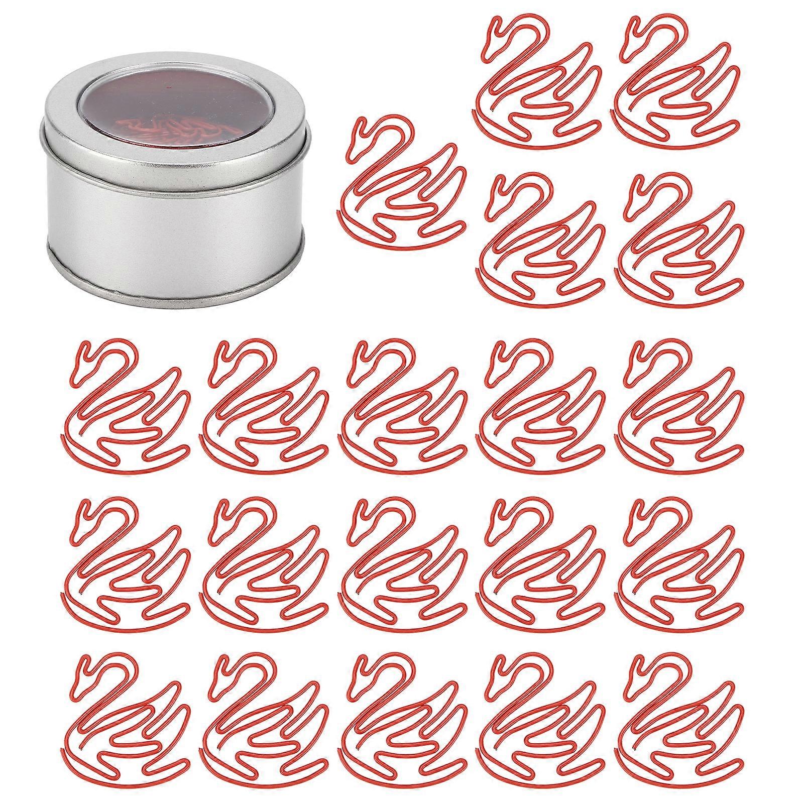 20PCS Paper Clip Red SwanShape Creative for Office Notebooks Scrapbooks Calendar Marks