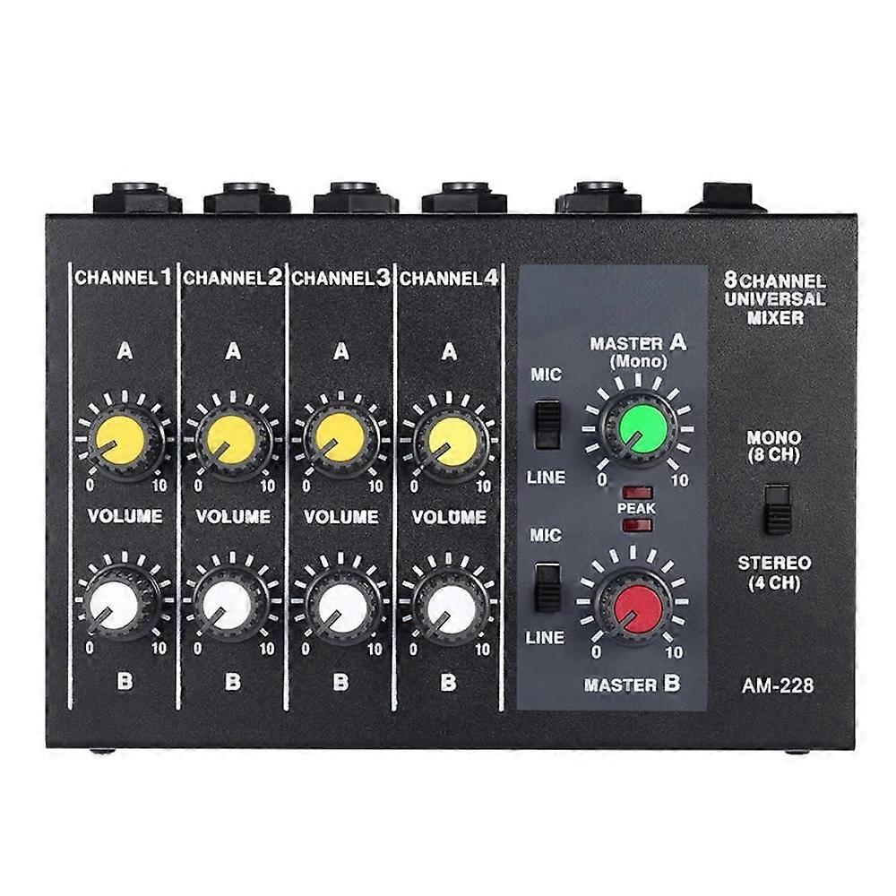 AM-228 Mixer de Mixagem Konsol Suara Audio Ultra Ringkas Conector 8 Mixer de Áudio Estúdio de Mixer de 6.35 mm