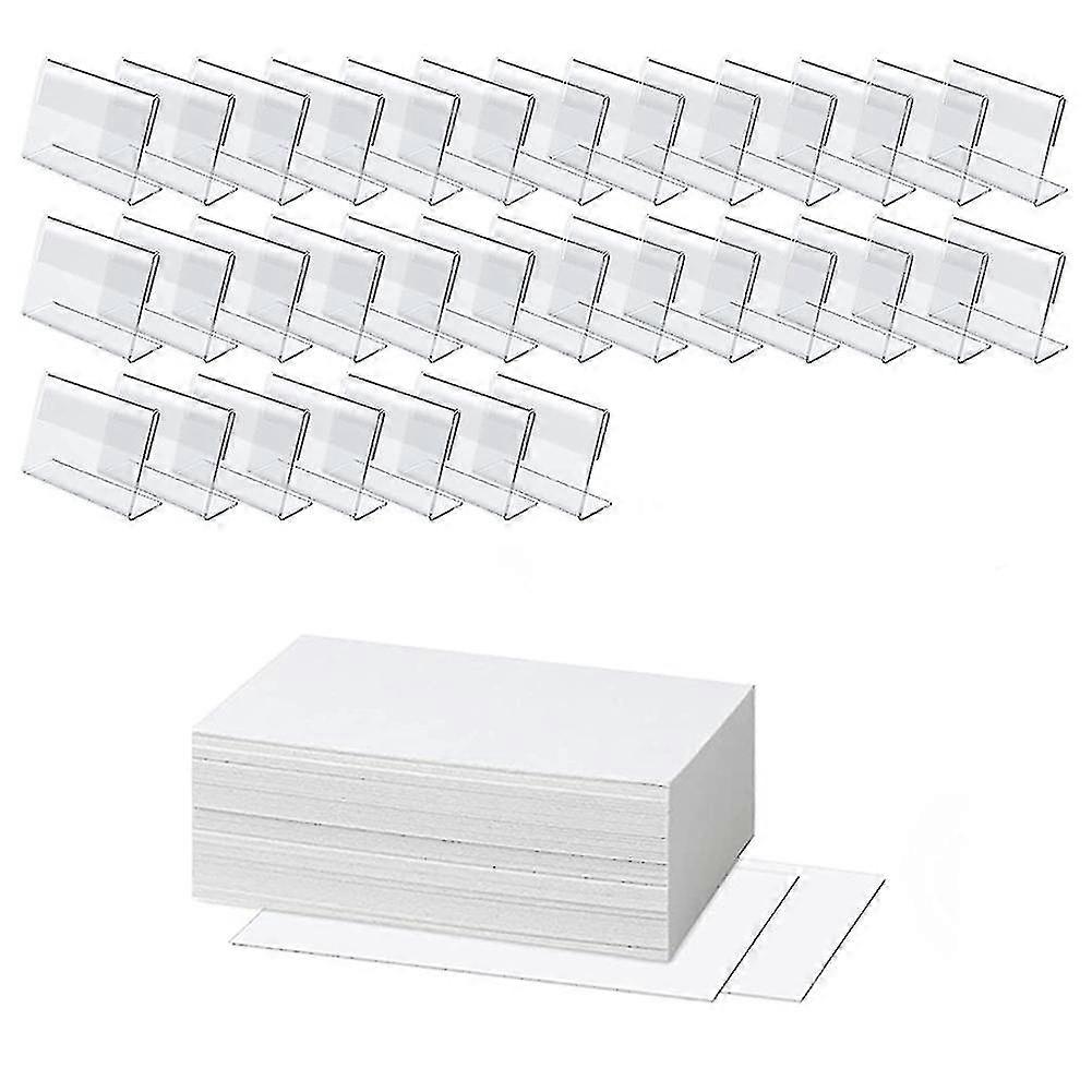 50 Pcs Mini Clear Display Holder With 50 Pcs Labels,horizontal Slanted L-shape Plastic Name Card (6
