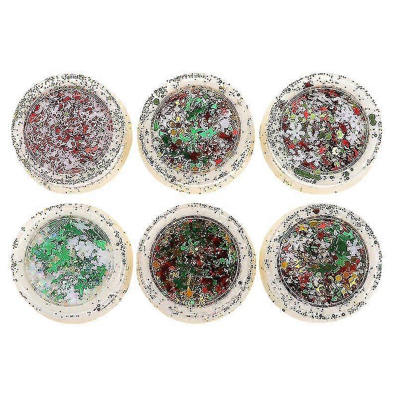 6pcs Manicure Glitter Sequin Nail Sticker Christmas Elements Sequins Decor