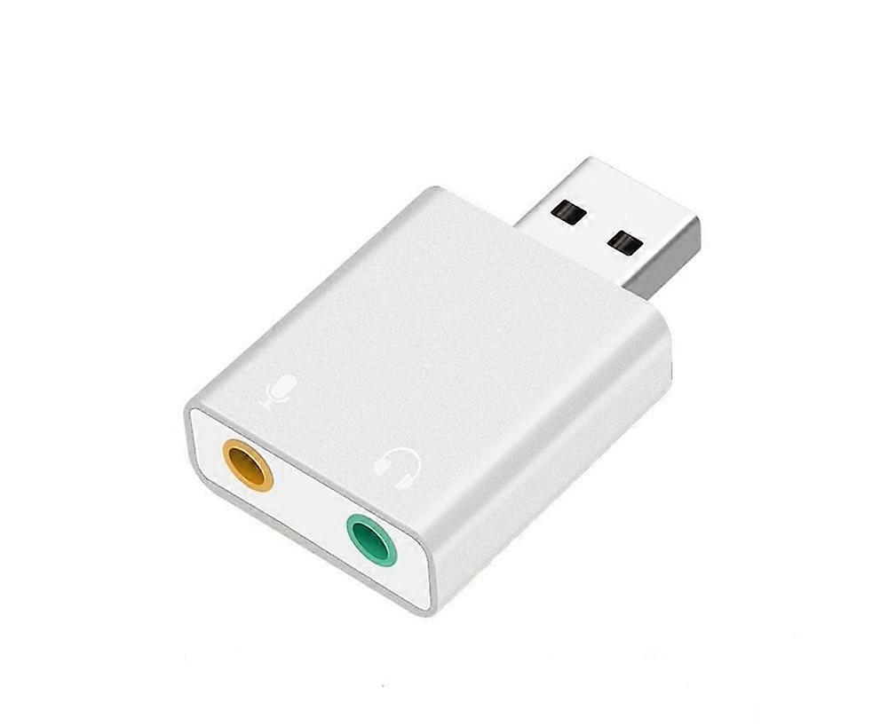 Alloy External Sound Card USB7.1 Audio Adapter with 3.5mm Jack for PC Notebook - Silver