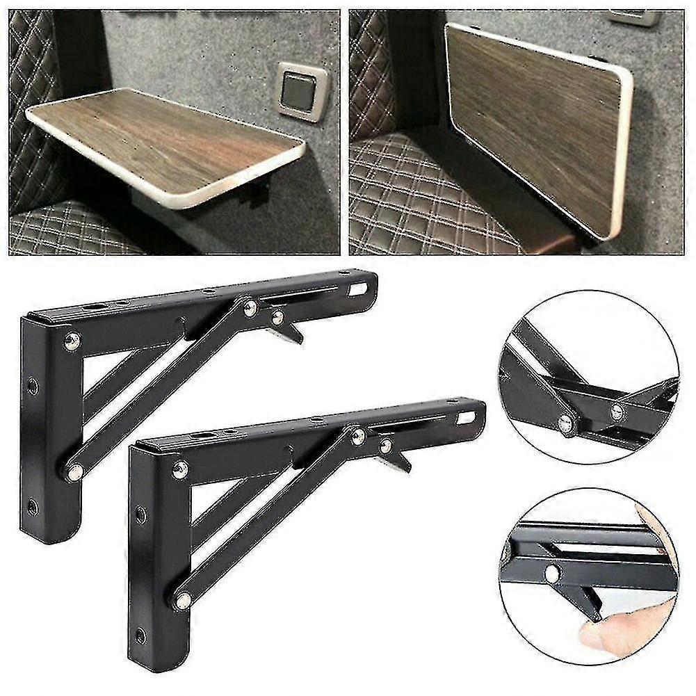 2pcs שחור גימור Camper ואן מתקפל-סוגר שולחן מדף אביזרי פנים עבור מוטורהום קרוואן קרוואן קרוואן משאית מזון