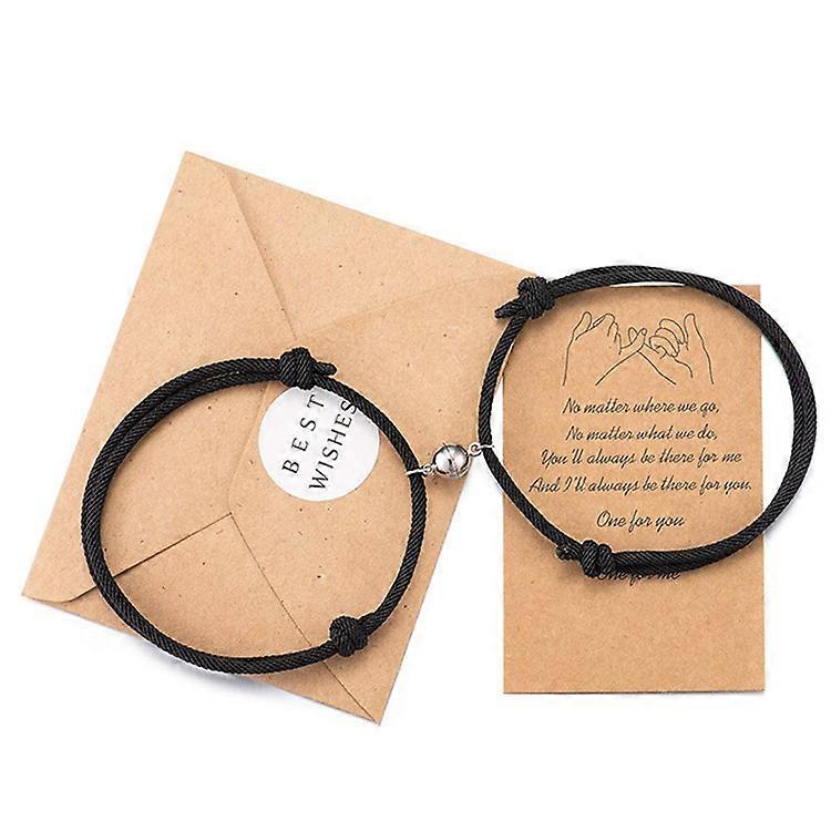 Magnetic Couples Bracelet Set Mutual Attraction Handmade Rope for 2 Braided Matching Bracelets Vows of Eternal Love Jewellery Gift for Women Men