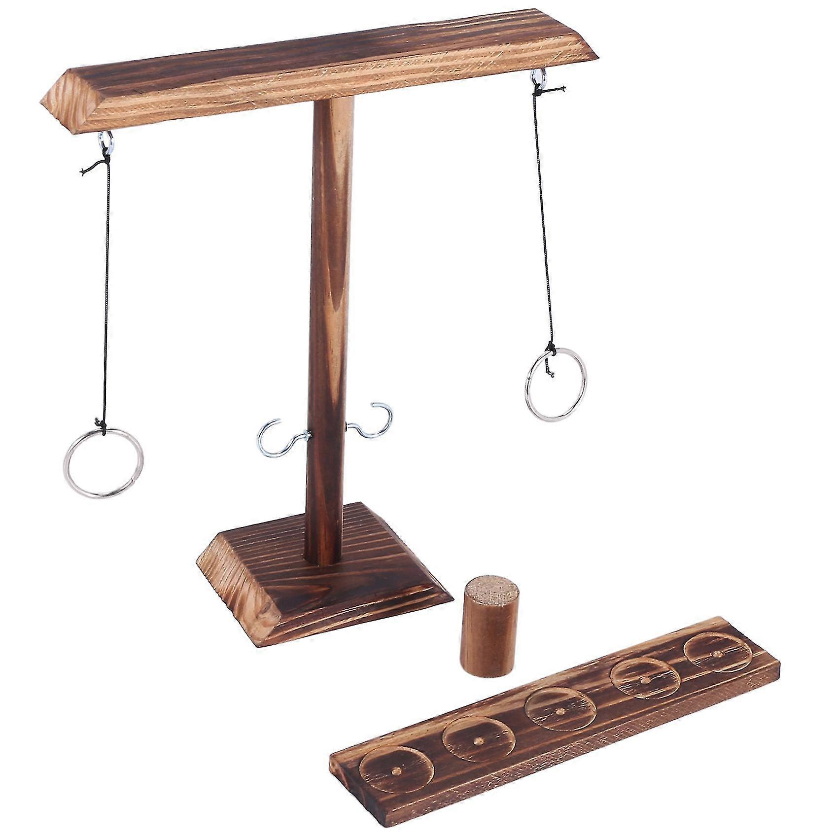 Ring Toss Games For Kids Adults Handmade Wooden Hook And Rings Throwing Games With Ladder Bundle Set