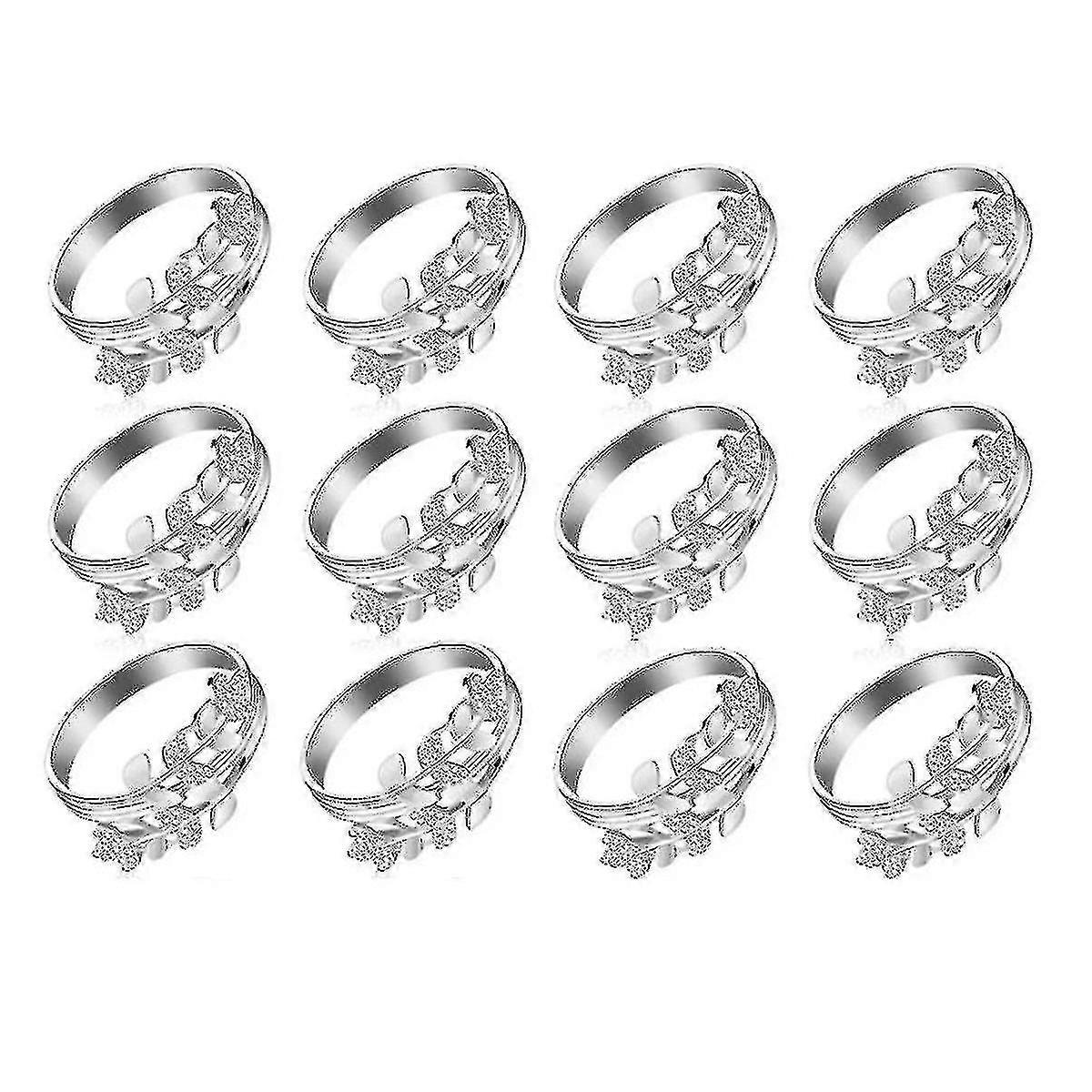 12 Pcs Leaf Napkin Ring Christmas Napkin Ring Buckle,silver -