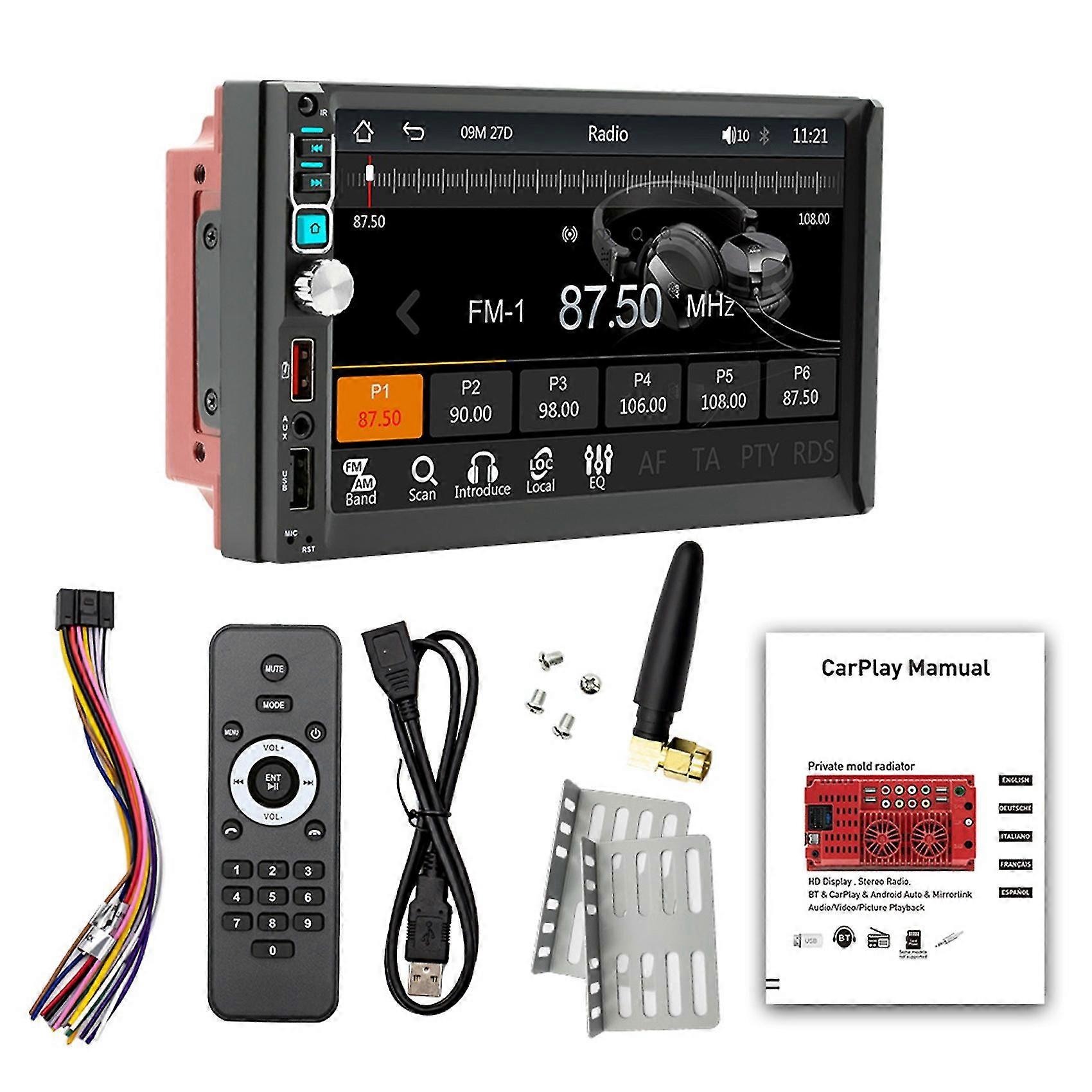 2din 7 インチカーラジオ、カープレイオートラジオステレオレシーバタッチスクリーン用 Bluetooth FM USB HD MP
